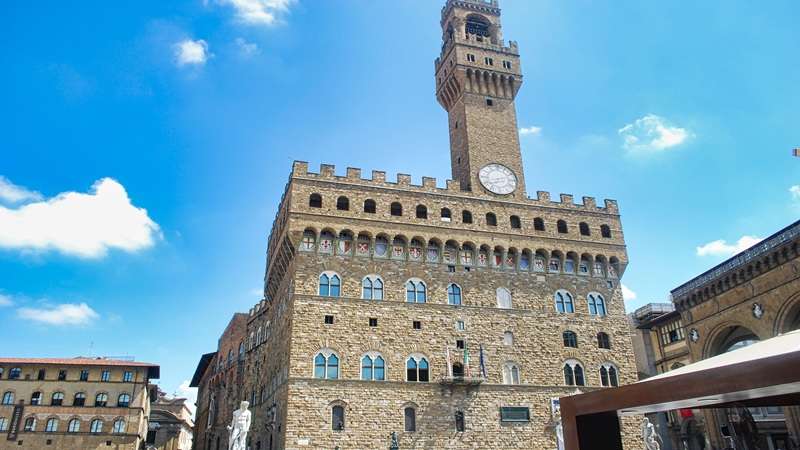 widok z Piazza della Signoria na Palazzo Vecchio